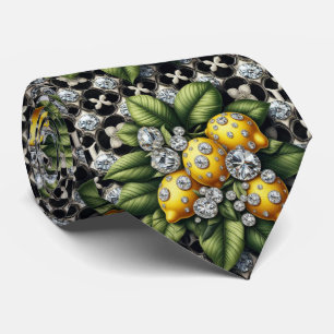 Art Deco Amalfi Lemon Black and White DIamonds Tie