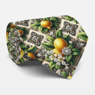 Art Deco Amalfi Lemon Black and White DIamonds Tie