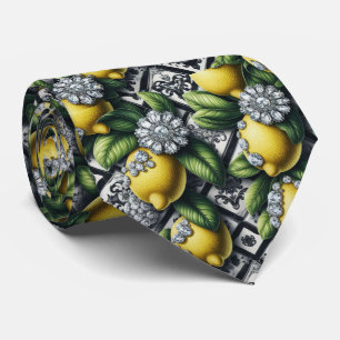 Art Deco Amalfi Lemon Black and White DIamonds Tie