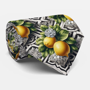 Art Deco Amalfi Lemon Black and White DIamonds Tie
