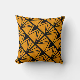 Art Deco Amber Stained Glass Design Cushion