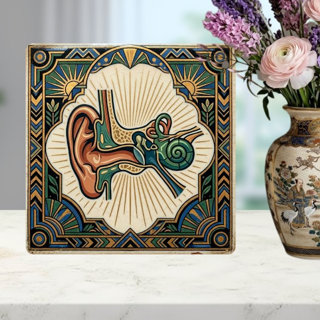 Art Deco Anatomical Ear Laryngology  Ceramic Tile (Creator Uploaded)