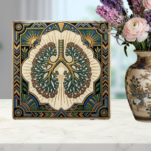 Art Deco Anatomical Lungs Pulmonology Ceramic Tile