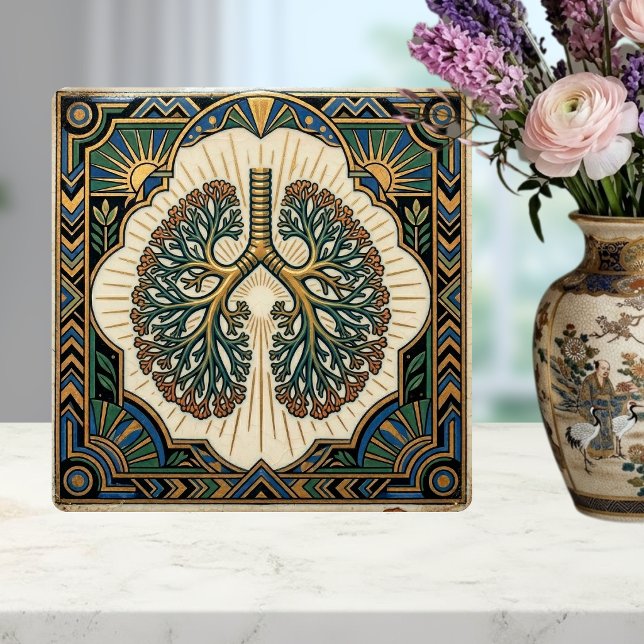Art Deco Anatomical Lungs Pulmonology Ceramic Tile (Creator Uploaded)