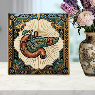 Art Deco Anatomical Pancreas Diabetes Ceramic Tile