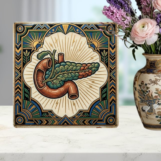 Art Deco Anatomical Pancreas Diabetes  Ceramic Tile (Creator Uploaded)