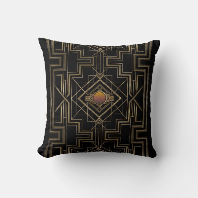 Art Deco Antique Gold Cushion (Front)