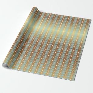 Art Deco Aquamarine Blue and Gold Stripes Wrapping Paper
