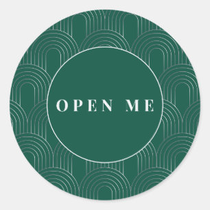 Art Deco Arches   Elegant "Open Me" Classic Round Sticker