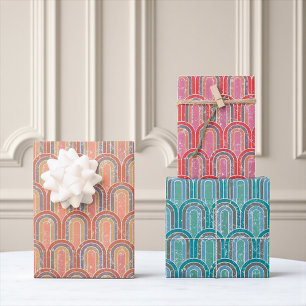 Art Deco Arches   Geometric Retro  Wrapping Paper Sheet