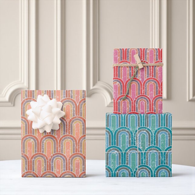 Art Deco Arches | Geometric Retro  Wrapping Paper Sheet (Wrap with Art Deco elegance!)