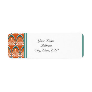 Art Deco Arches in Orange and Teal Wedding Return Address Label