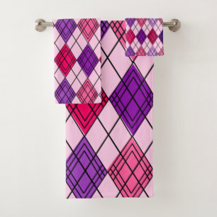 Art Deco Argyle Bath Towel Set