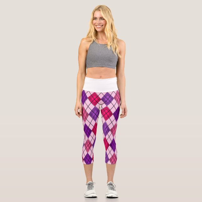 Art Deco Argyle  Capri Leggings (Front)