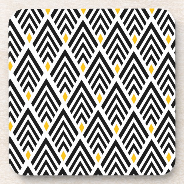 Art Deco Arrows with Gold Accent Pattern Coaster (Front)