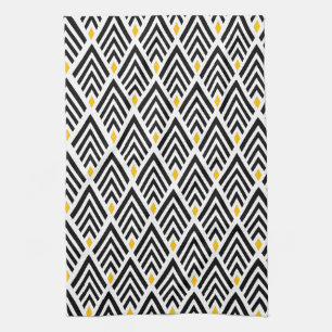 Art Deco Arrows with Gold Accent Pattern Tea Towel