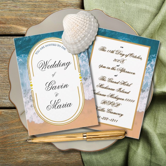 Art Deco Art Nouveau Floral Gold Tone Modern Invitation (Creator Uploaded)