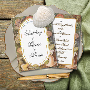 Art Deco Art Nouveau Floral Gold Tone Sea Life Invitation
