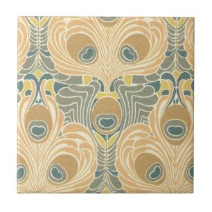 art deco art nouveau peacock pattern art tile