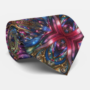 Art Deco Art Nouveau Rainbow Circuit Board Necktie