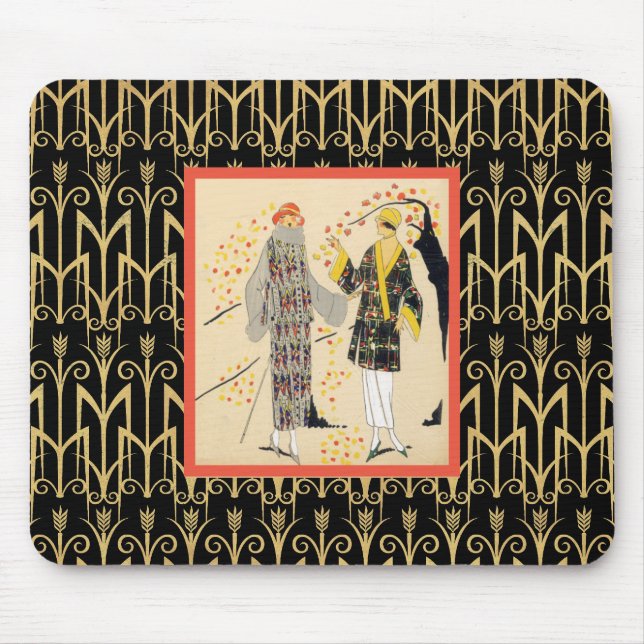  Art Deco Autumn Fashionistas Mouse Pad (Front)