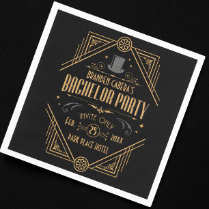 Art Deco Bachelor Party Speakeasy Favour Napkin