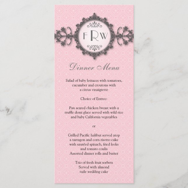 Art Deco Band Pink Wedding Menu (Front)