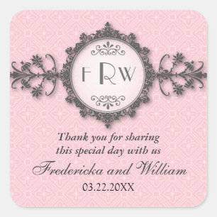 Art Deco Band Pink Wedding Sticker