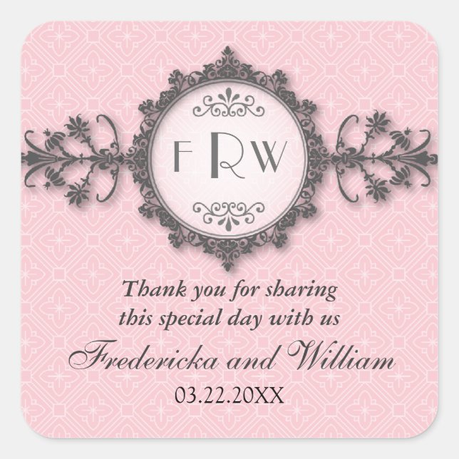 Art Deco Band Pink Wedding Sticker (Front)