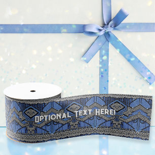 Art Deco - Beaded Flapper Dress - Blue & Silver Grosgrain Ribbon