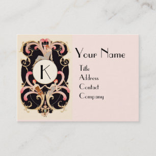 ART DECO BEAUTY FASHION COSTUME DESIGNER MONOGRAM BUSINESS CARD