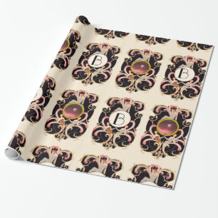 ART DECO BEAUTY FASHION COSTUME DESIGNER MONOGRAM WRAPPING PAPER