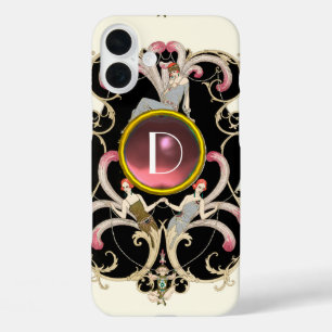 ART DECO BEAUTY FASHION PINK GEMSTONE MONOGRAM iPhone 16 PLUS CASE