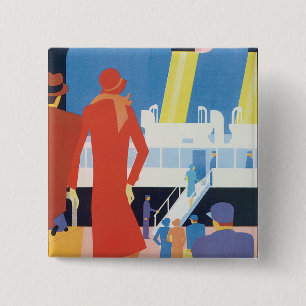 Art Deco Belgian Ferry Poster 15 Cm Square Badge