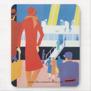 Art Deco Belgian Ferry Poster Mouse Pad
