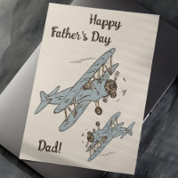 Art Deco Bi-planes - blue Father's Day!