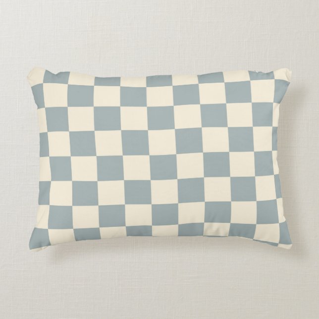 Art Deco Bi-planes Check - blue chequerboard. Decorative Cushion (Front)