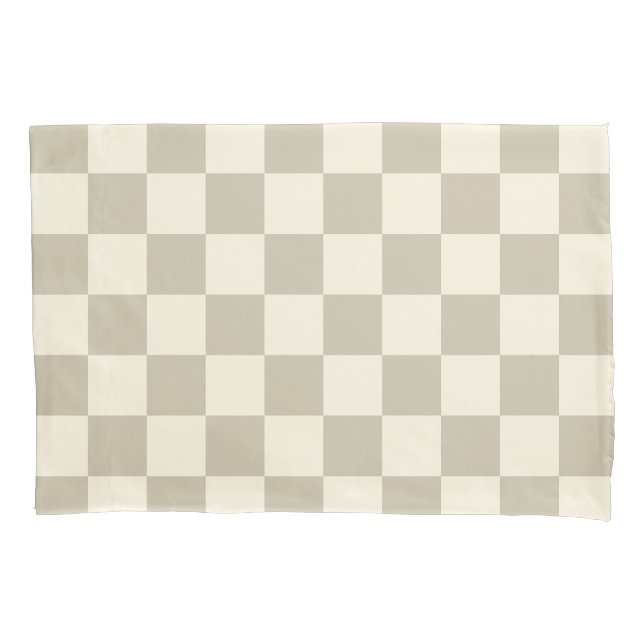 Art Deco Bi-planes Check - khaki chequerboard. Pillowcase (Front)