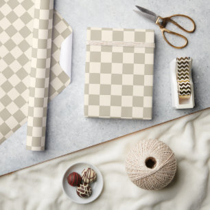 Art Deco Bi-planes Check - khaki chequerboard. Wrapping Paper