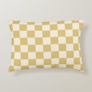 Art Deco Bi-planes Check - yellow chequerboard. Decorative Cushion