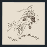 Art Deco Bi-planes - let your imagination fly. Faux Canvas Print<br><div class="desc">Hand-drawn vintage 1920's bi-plane set on a cream background. This is a transparent image and text is a fixed part of the image. You can change the background color and the size and position of the image, and add more text (maybe add a name?). This design matches the Art Deco...</div>