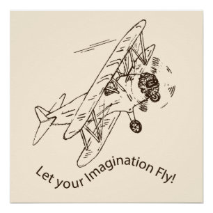 Art Deco Bi-planes - let your imagination fly. Poster