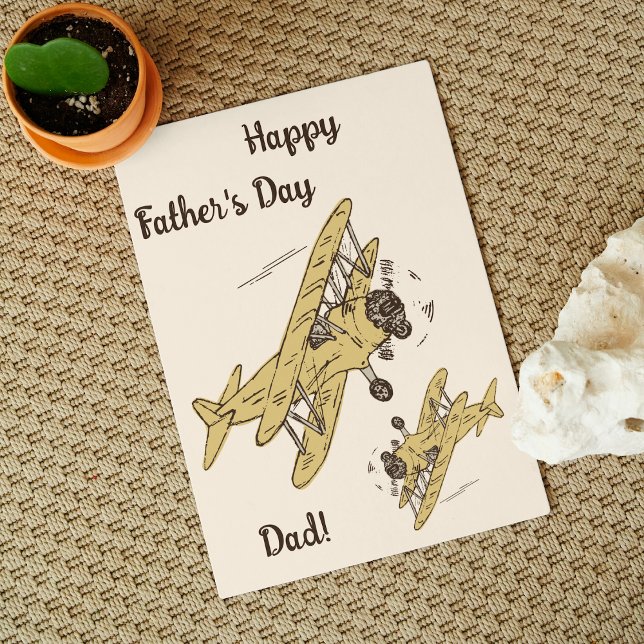 Art Deco Bi-planes - yellow Father's Day. Card (Creator Uploaded)