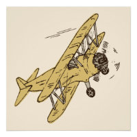 Art Deco Bi-planes - yellow no text.
