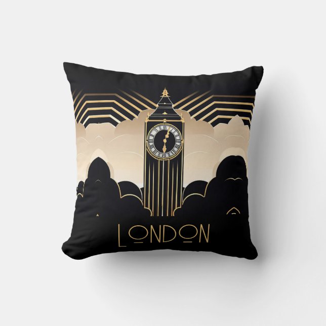 Art Deco Big Ben Cushion (Front)