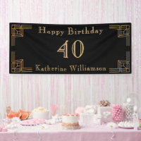 Art Deco Birthday Black Gold Roaring 20's