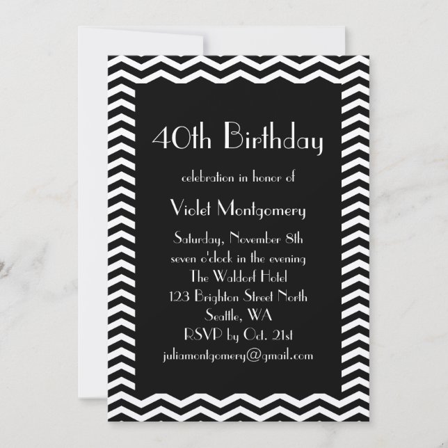 Art Deco Birthday Invitation (Front)