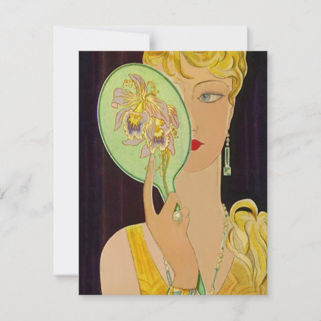 Art Deco Birthday Invitations Mirror Reflecting (Front)