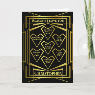 Art Deco Birthday Reasons I Love You Card