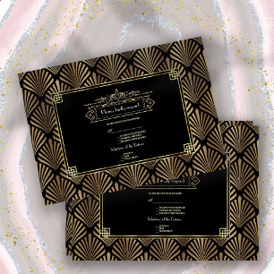 Art Deco Black 1920s Wedding RSVP Card